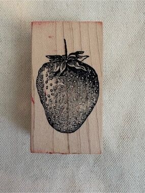 Paper Source Wood-mounted Rubber Strawberry Stamp